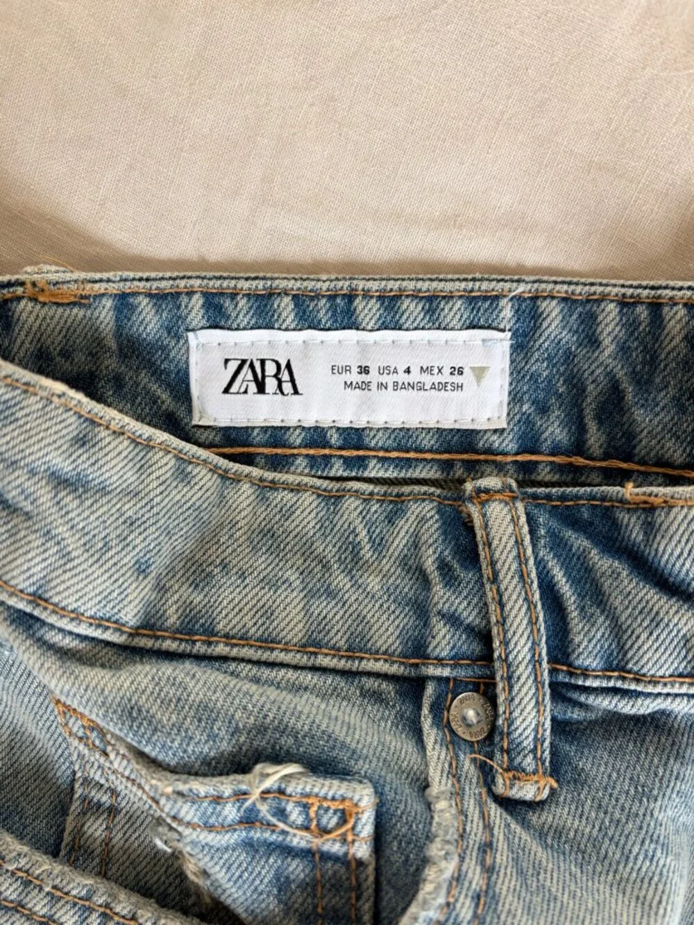 Zara High Waist Ripped Denim Shorts
